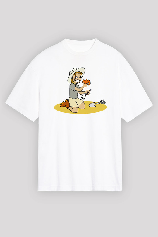 Arkeolog Beyaz Unisex Oversize Tişört T-Shirt