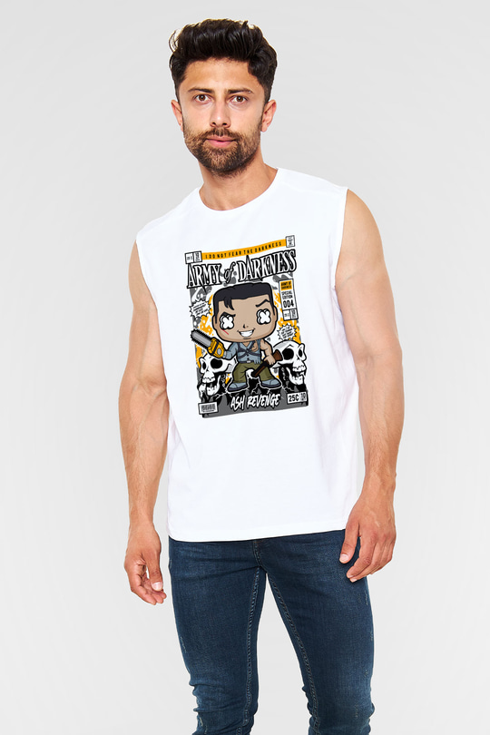 Army Of Darkness Baskılı Unisex Beyaz Kolsuz Tişört