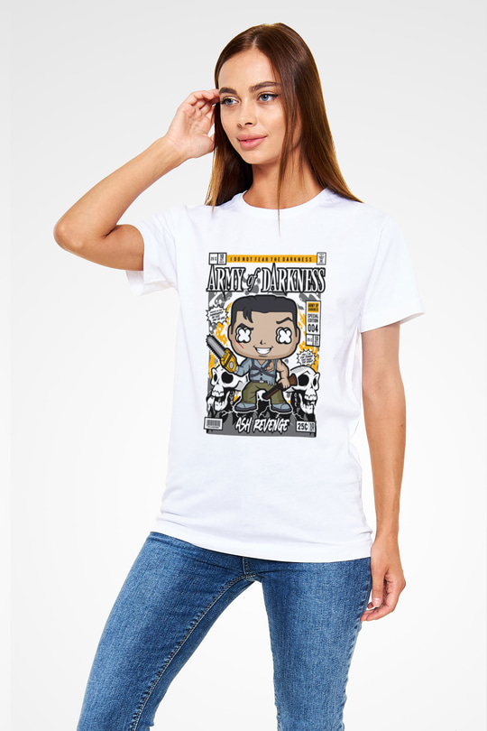 Army Of Darkness Baskılı Unisex Beyaz Tişört