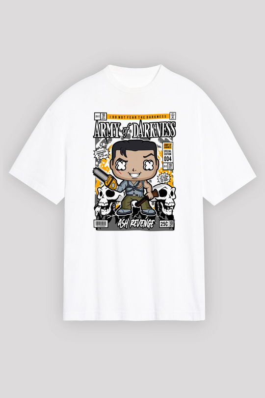 Army Of Darkness Baskılı Unisex Beyaz Oversize Tişört