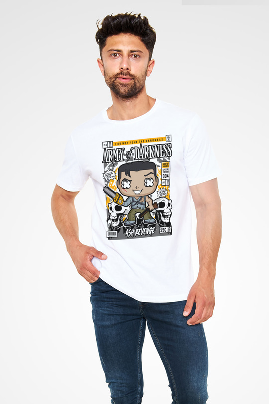 Army Of Darkness Baskılı Unisex Beyaz Tişört