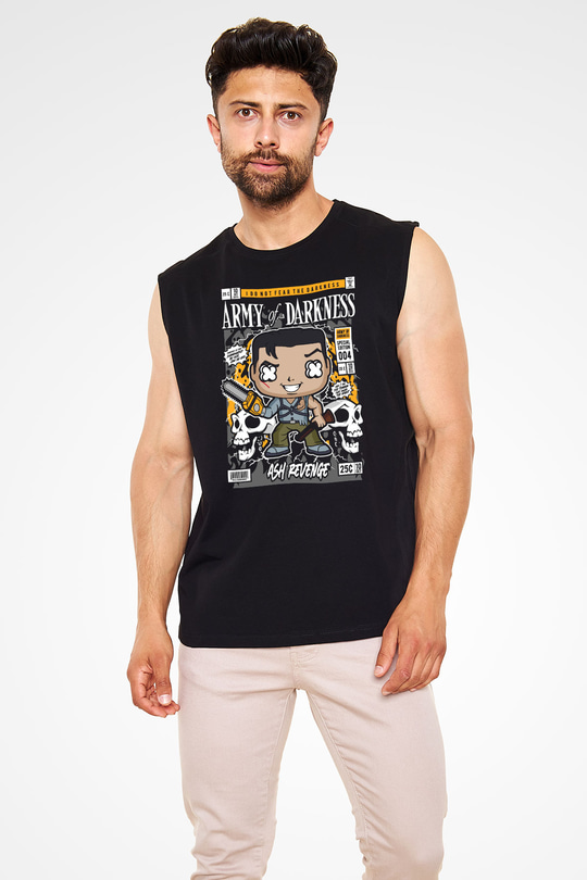 Army Of Darkness Baskılı Unisex Siyah Kolsuz Tişört