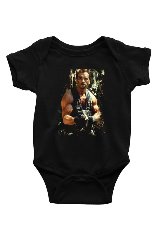 Arnold Schwarzenegger Baskılı Siyah Bebek Body - Zıbın