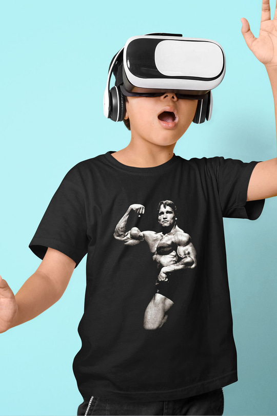 Arnold Schwarzenegger Baskılı Siyah Unisex Çocuk Tişört