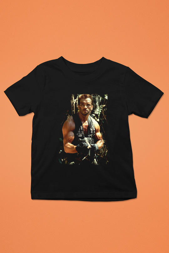 Arnold Schwarzenegger Baskılı Siyah Unisex Çocuk Tişört