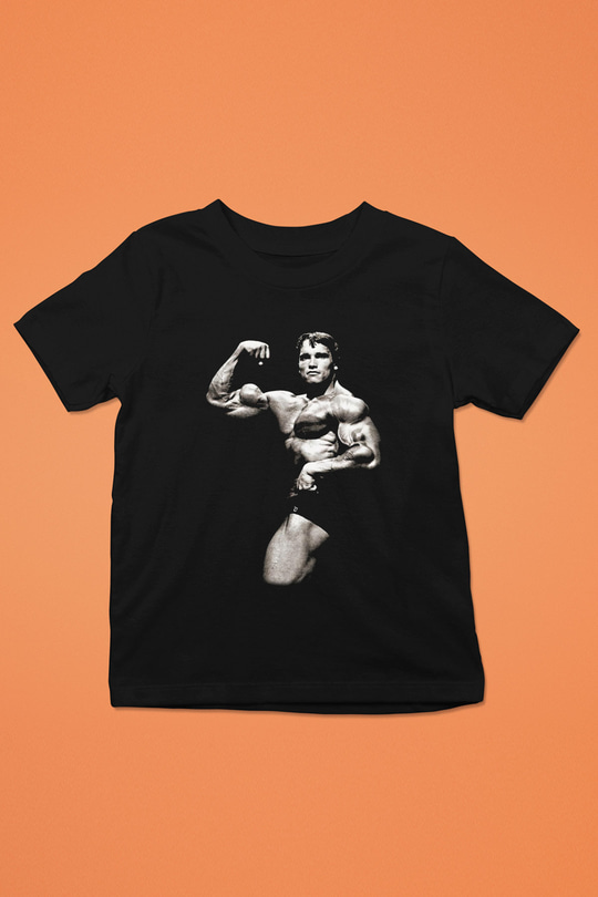 Arnold Schwarzenegger Baskılı Siyah Unisex Çocuk Tişört