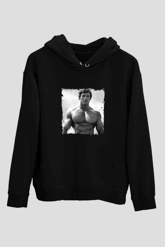 Arnold Schwarzenegger Baskılı Unisex Siyah Hoodie