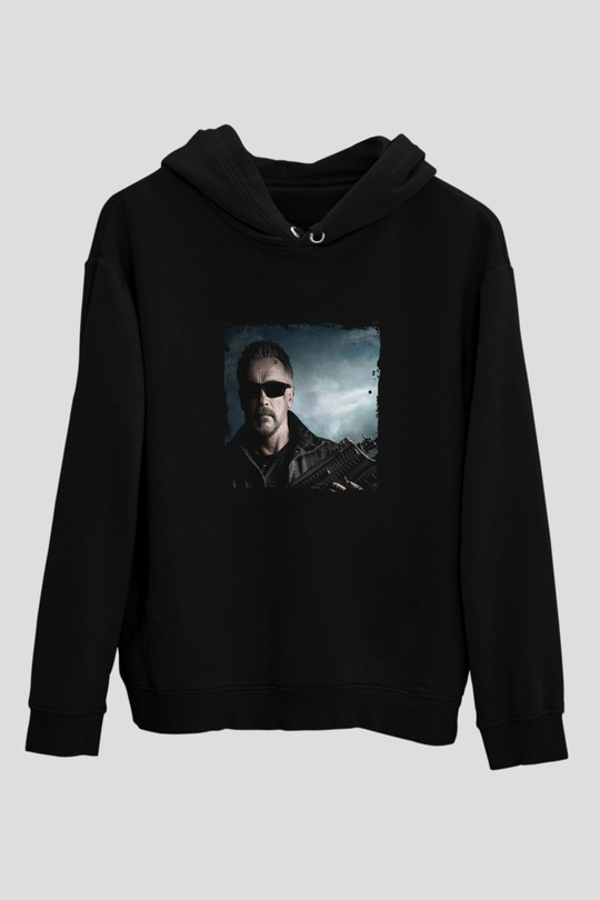 Arnold Schwarzenegger Baskılı Unisex Siyah Hoodie