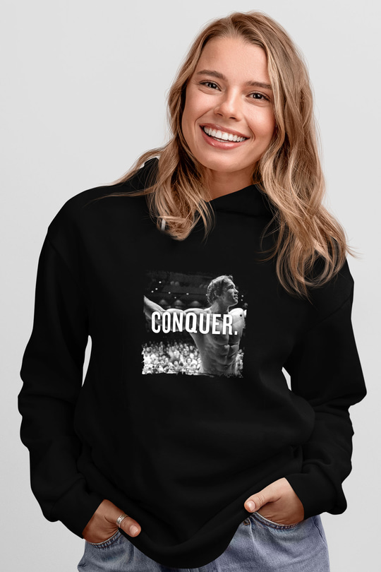 Arnold Schwarzenegger Baskılı Unisex Siyah Hoodie
