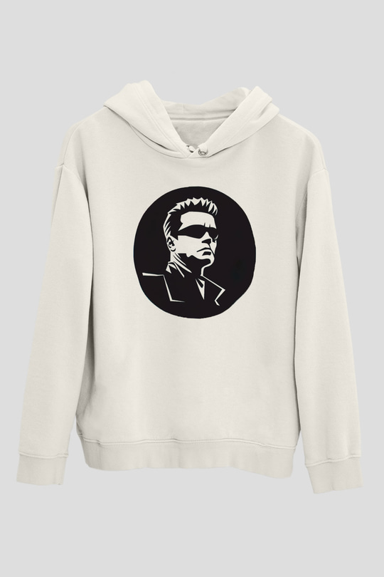 Arnold Schwarzenegger Beyaz Unisex Kapüşonlu Sweatshirt