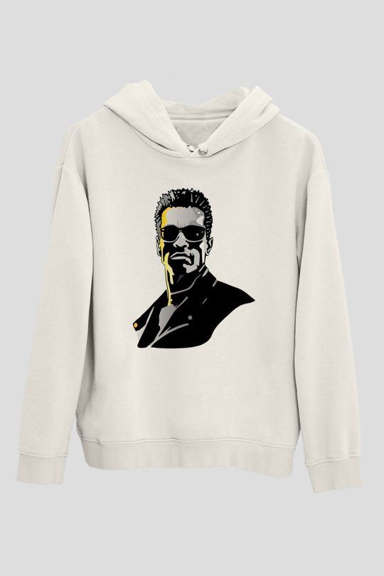Arnold Schwarzenegger Beyaz Unisex Kapüşonlu Sweatshirt