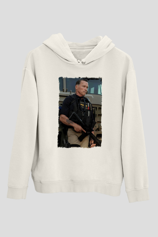 Arnold Schwarzenegger Beyaz Unisex Kapüşonlu Sweatshirt