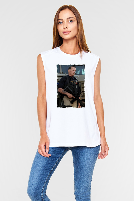 Arnold Schwarzenegger Beyaz Unisex Kolsuz Tişört