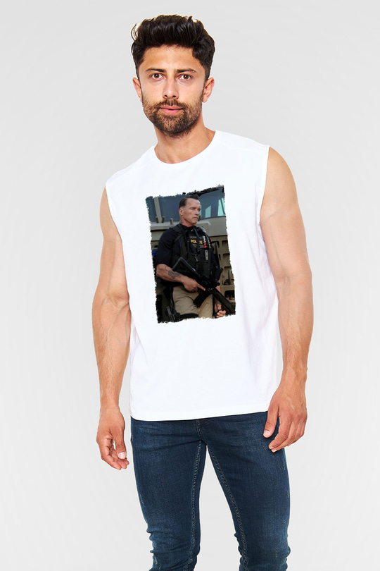 Arnold Schwarzenegger Beyaz Unisex Kolsuz Tişört