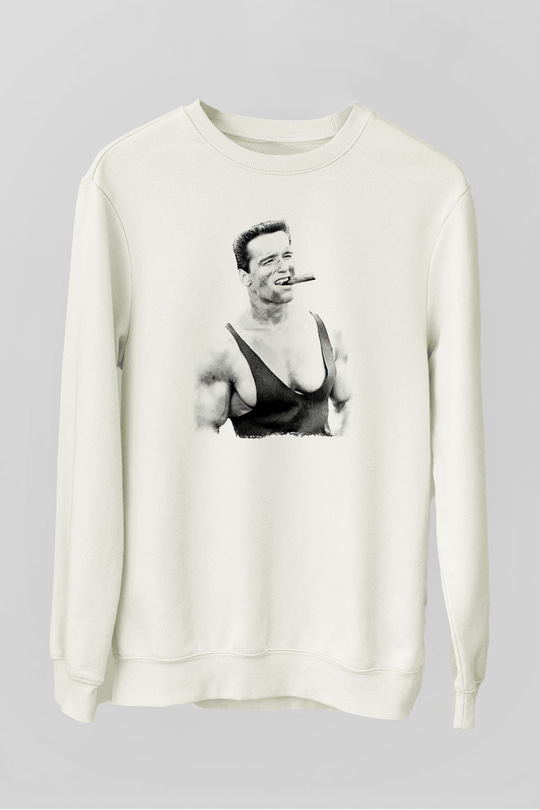 Arnold Schwarzenegger Beyaz Unisex Sweatshirt