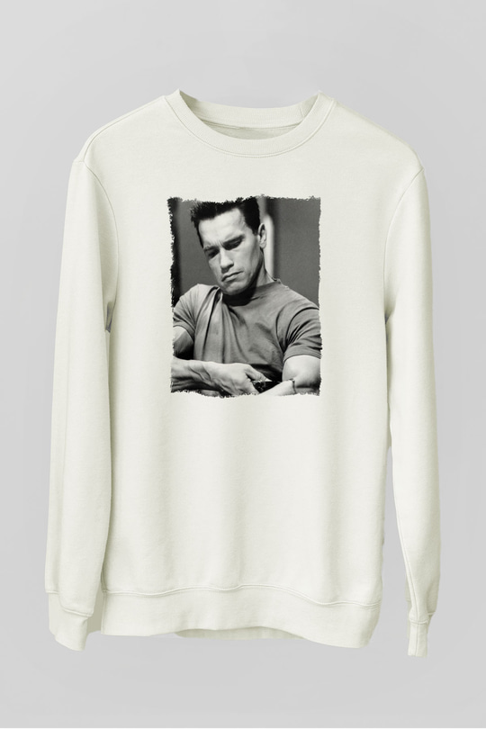 Arnold Schwarzenegger Beyaz Unisex Sweatshirt