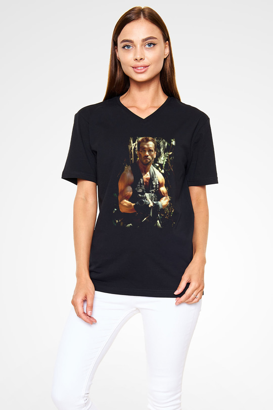 Arnold Schwarzenegger Siyah Unisex V Yaka Tişört T-Shirt