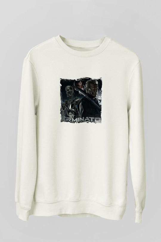 Arnold Schwarzenegger Unisex Baskılı Beyaz Sweatshirt