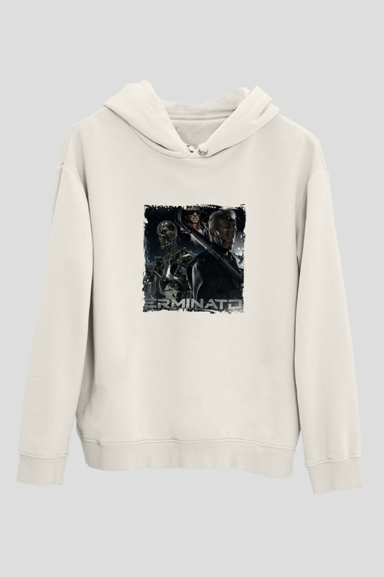 Arnold Schwarzenegger Unisex Baskılı Beyaz Kapüşonlu Sweatshirt