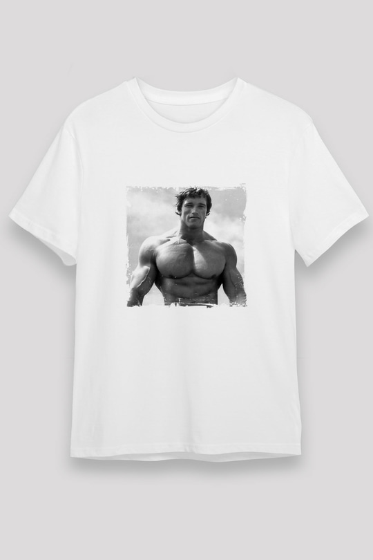 Arnold Schwarzenegger Unisex Baskılı Beyaz Tişört