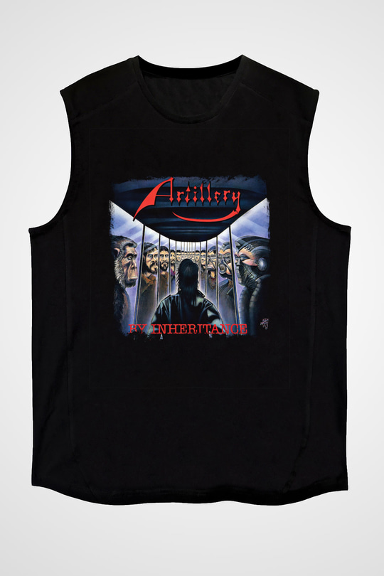 Artillery Baskılı Unisex Siyah Kolsuz Tişört
