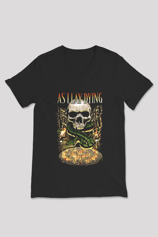 As I Lay Dying Siyah Unisex V Yaka Tişört T-Shirt