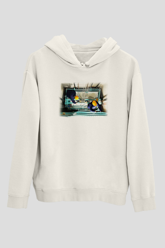 Asansörcü Beyaz Unisex Hoodie