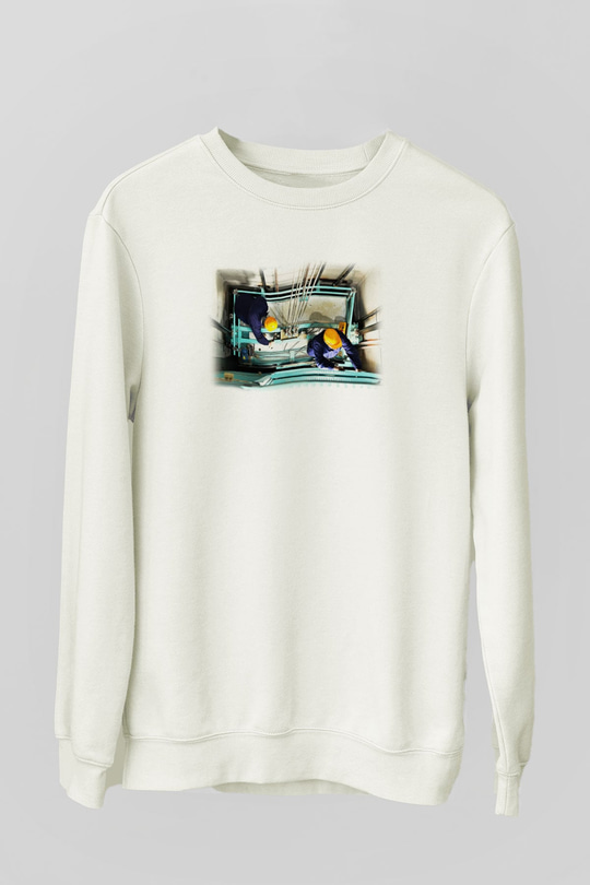 Asansörcü Beyaz Unisex Sweatshirt