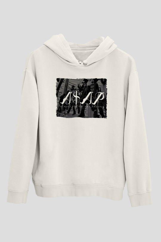 ASAP Mob Beyaz Unisex Kapüşonlu Sweatshirt