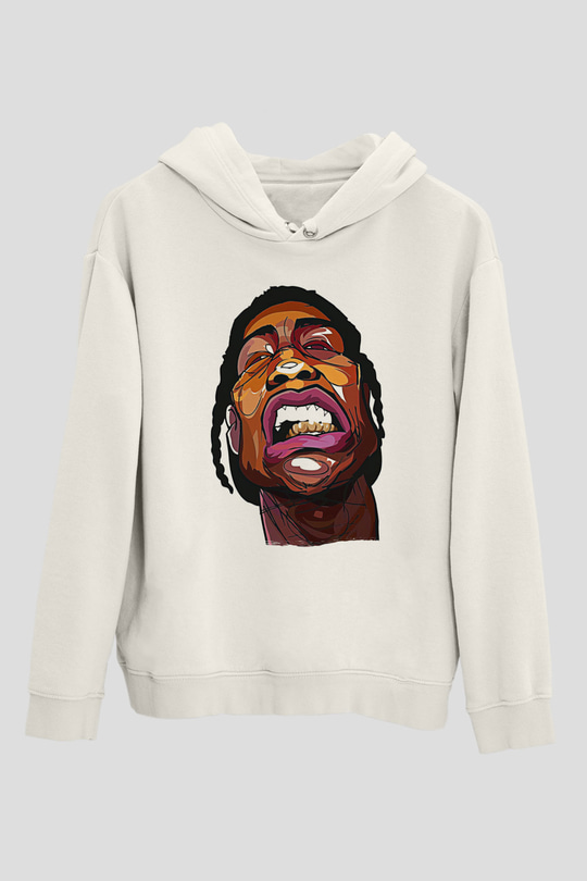 Asap Rocky Baskılı Beyaz Unisex Kapüşonlu Sweatshirt