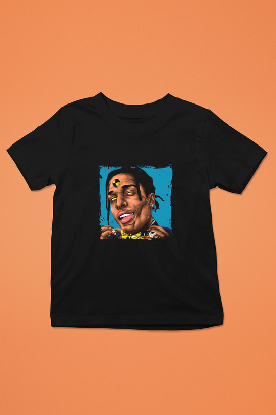 ASAP Rocky Baskılı Unisex Siyah Çocuk Tişört