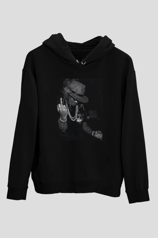 Asap Rocky Baskılı Unisex Siyah Hoodie