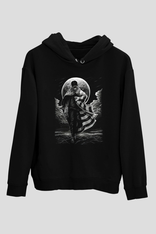 Asap Rocky Baskılı Unisex Siyah Hoodie