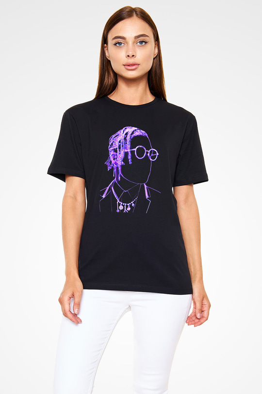Asap Rocky Baskılı Unisex Siyah Tişört - Tshirt