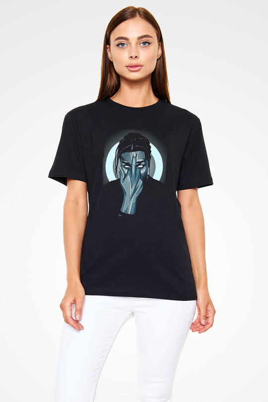 Asap Rocky Baskılı Unisex Siyah Tişört - Tshirt
