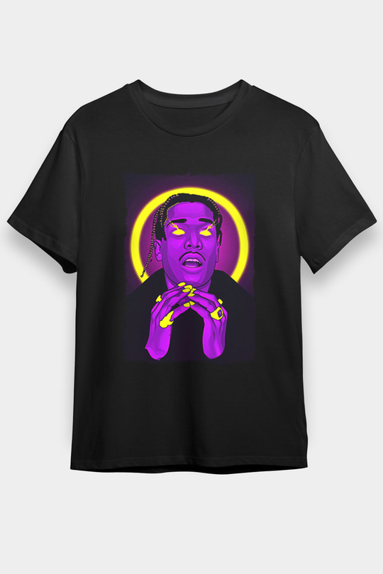 Asap Rocky Baskılı Unisex Siyah Tişört - Tshirt