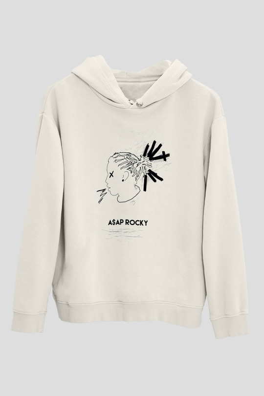 ASAP Rocky Beyaz Unisex Kapşonlu Sweatshirt