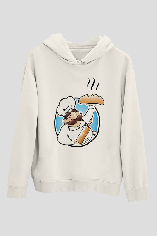 Aşçı Beyaz Unisex Hoodie