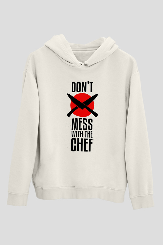 Aşçı Beyaz Unisex Kapüşonlu Sweatshirt