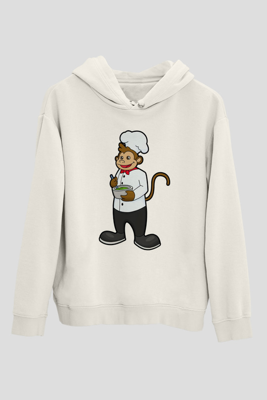Aşçı Beyaz Unisex Kapüşonlu Sweatshirt