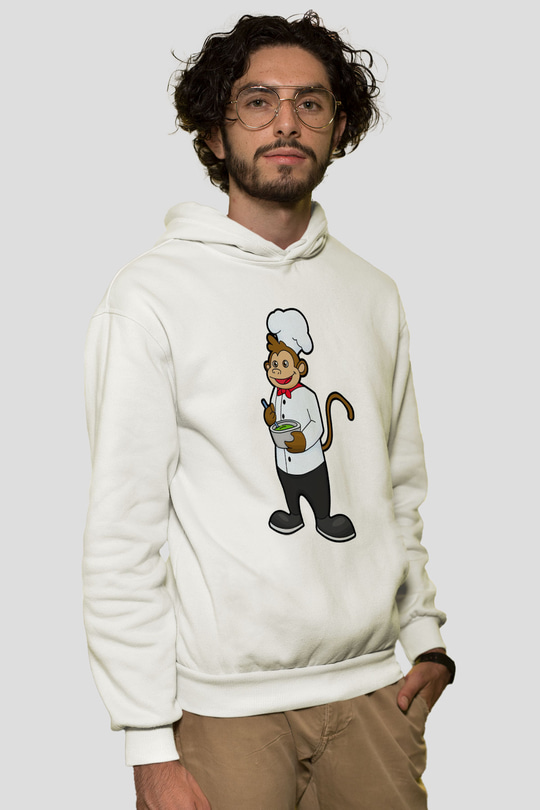 Aşçı Beyaz Unisex Kapüşonlu Sweatshirt