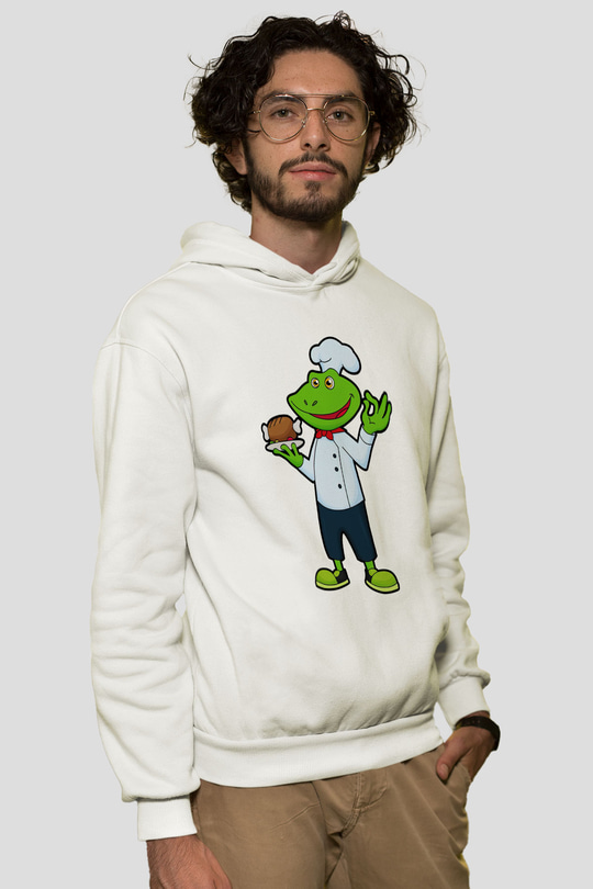 Aşçı Beyaz Unisex Kapüşonlu Sweatshirt
