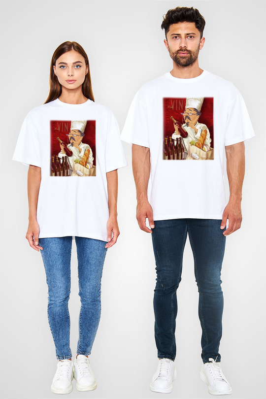 Aşçı Beyaz Unisex Oversize Tişört T-Shirt