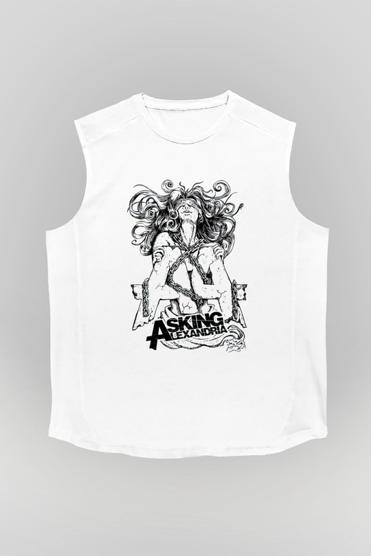 Asking Alexandria Beyaz Unisex Kolsuz Tişört