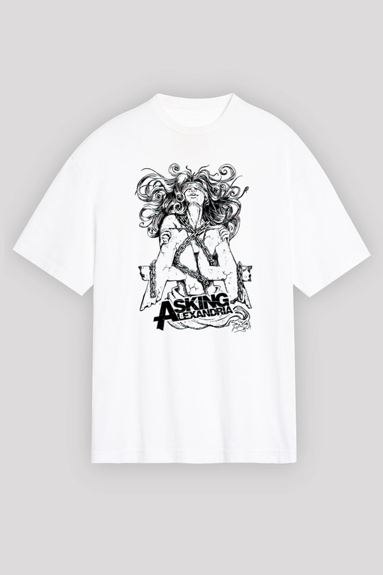 Asking Alexandria Beyaz Unisex Oversize Tişört T-Shirt