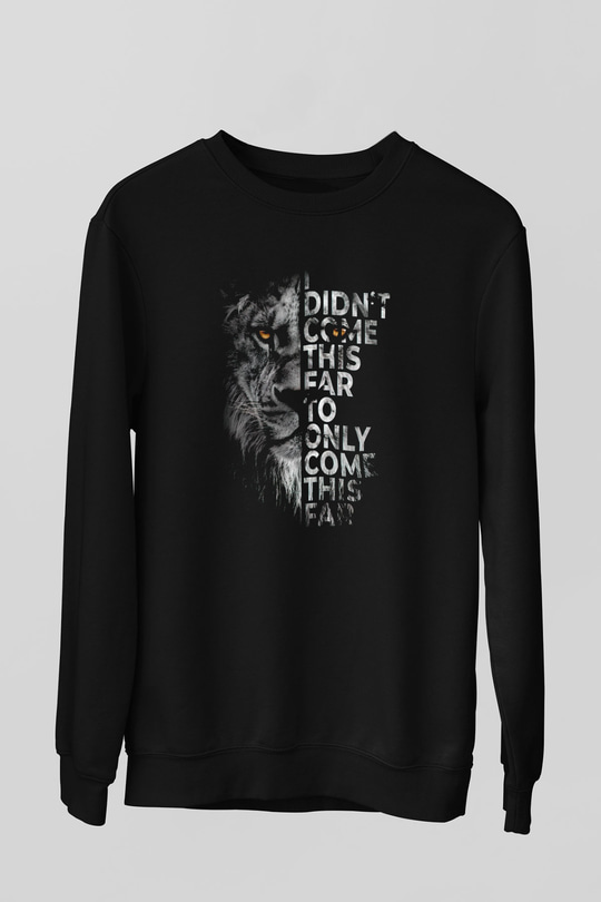 Aslan Baskılı Unisex Siyah  Sweatshirt