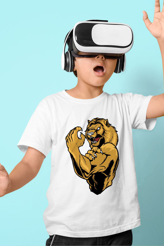 Aslan Beyaz Unisex Çocuk Tişört