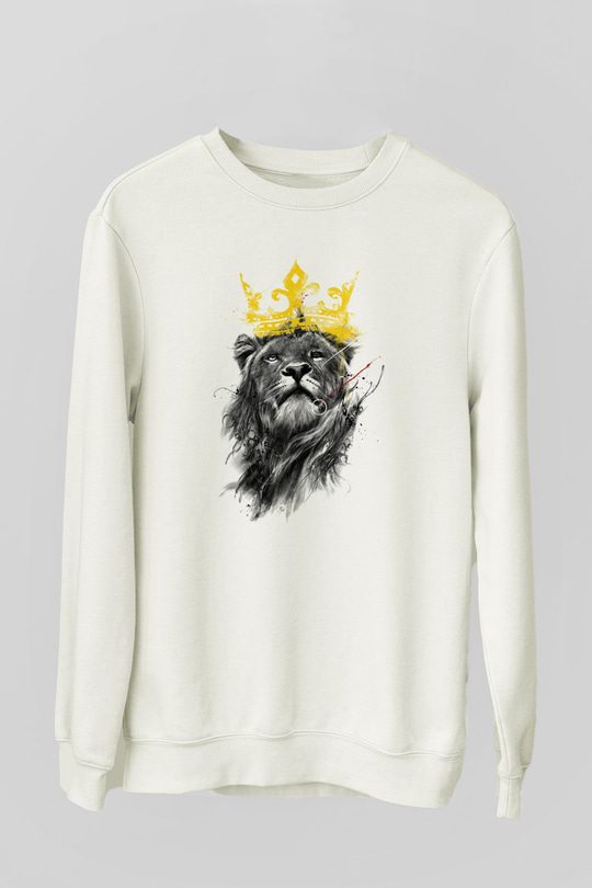 Aslan Beyaz Unisex Sweatshirt