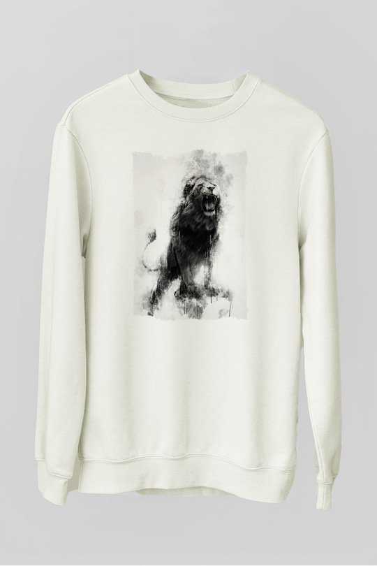 Aslan Beyaz Unisex Sweatshirt