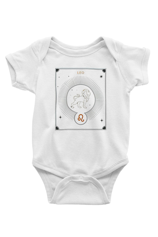 Aslan Burcu Baskılı Beyaz Unisex Bebek Body - Zıbın